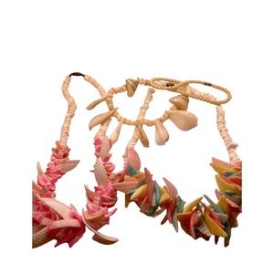 Vintage Seashell Statement Necklace Lot of 3
